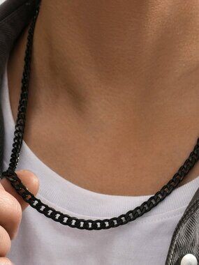 3/$35 NWT Men's Black Stainless Steel Curb Chain Necklace 60CM